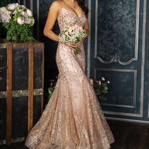 Ellie Wilde Mon Cheri Rose Gold Evening Gown
